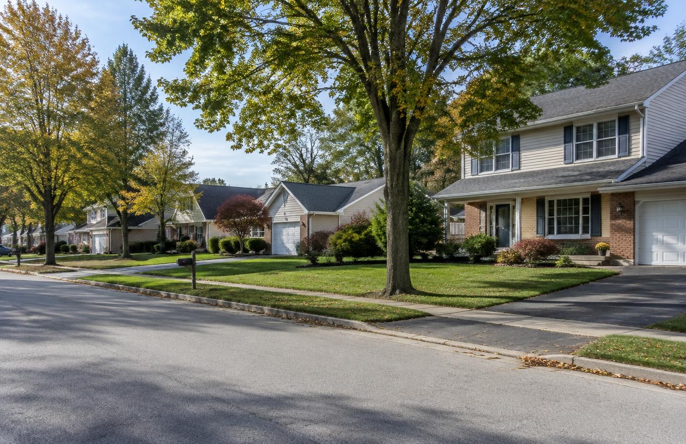 Established Warrington neighborhood with asphalt roofs