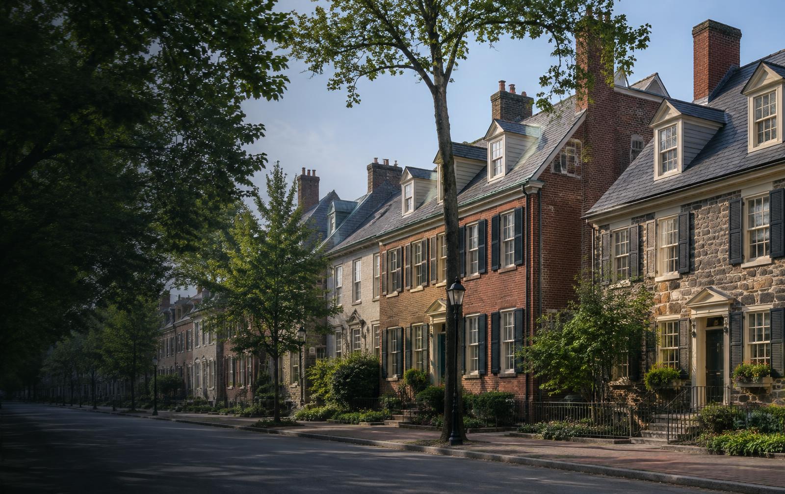 Historic Doylestown homes with preserved slate rooflines